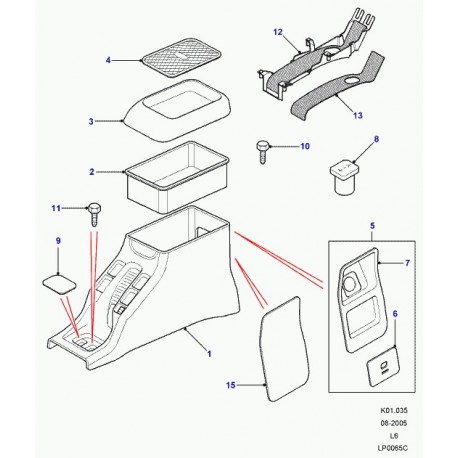 Land rover couvercle compartiment rangement Freelander 1 (FJB100370LPR)