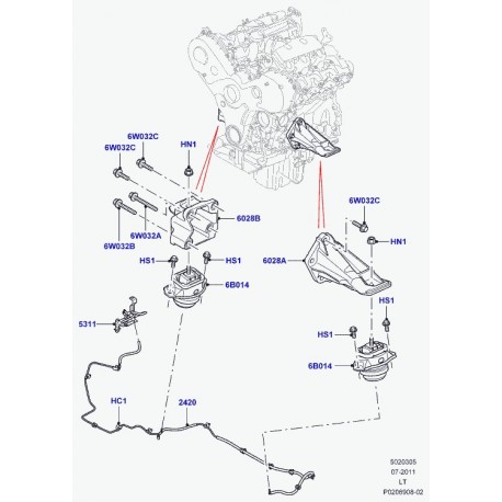 Land rover ecrou six pans a collet Discovery 3, Evoque, Range L405, Sport (FN112056)