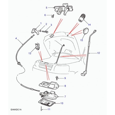 Land rover pene de verrouillage capot Freelander 1 (FPB000010)