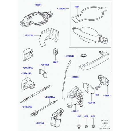 Land rover capuchon protecteur-serrure porte Range L322 (FQD000022)