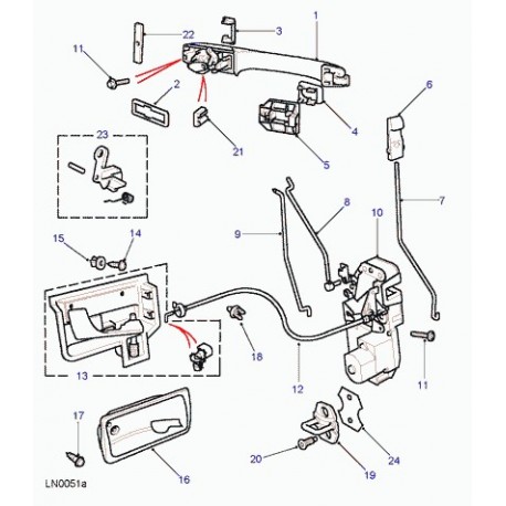 Land rover serrure avant gauche Range P38 (59083)