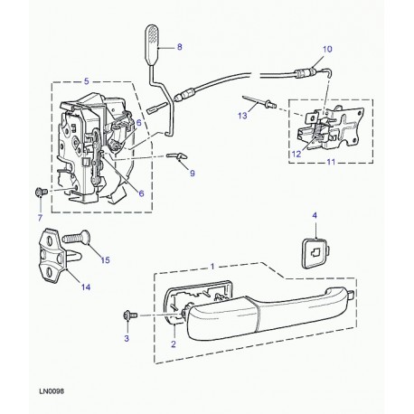 Land rover biellette liaison commande serrure porte Discovery 2 (FQK000140PMA)