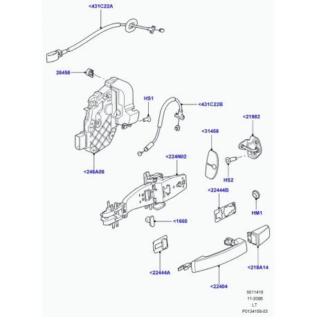 Land rover levier de verrouillage Discovery 3, Range Sport (FQM500380)