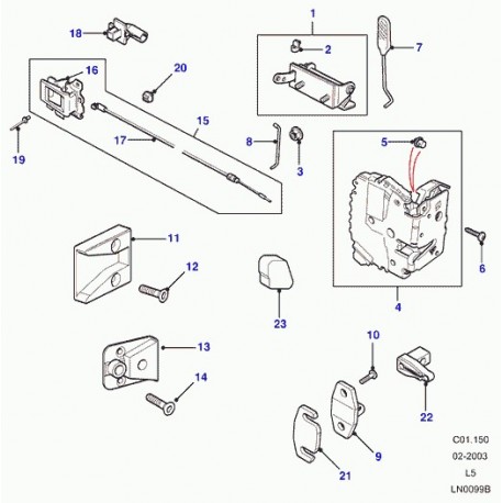 Land rover biellette liaison commande serrure porte Discovery 2 (FQS100240)