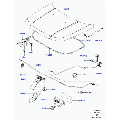 Land rover cable ouverture de capot Discovery 3, Range Sport (FSE000091)