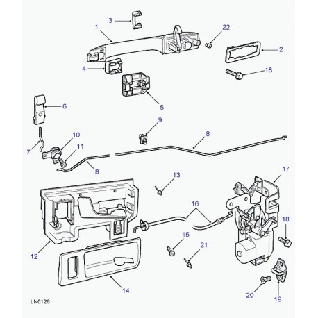 Oem levier poignee interieure porte gauche Range P38 (FVC102250)