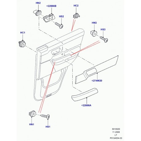 Land rover levier poignee interieure porte Range Sport (FVC500360WWE)