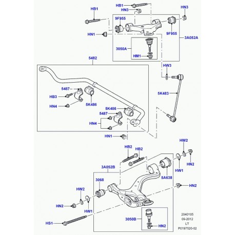 Land rover ecrou de bras inferieur Discovery 3, Range Sport (FX116056)