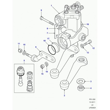 Land rover ecrou a six pans Defender 90, 110, 130, Discovery 3, Evoque, Range L405, Sport (FY112056)