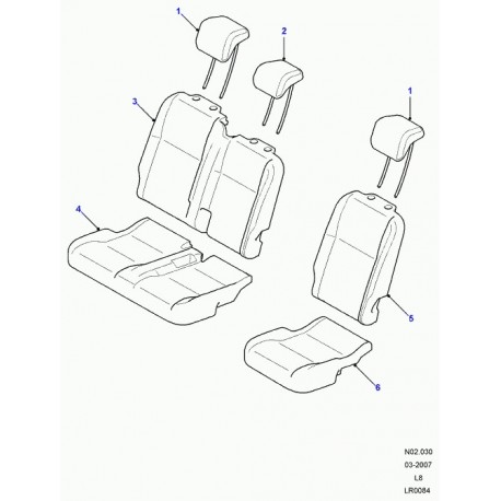 Land rover appui-tete housse/coussin Defender 90, 110, 130 (HAH501980RPI)