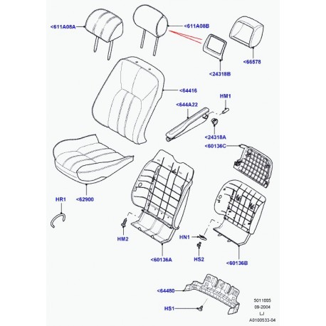 Land rover garniture dossier de siege avant Range L322 (HBA000440LYR)