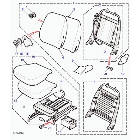 Land rover garnissage dossier de siege Freelander 1 (HBA500190HPP)