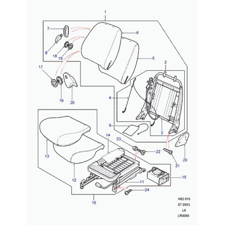 Land rover garnissage dossier de siege Freelander 1 (HBA500190SMS)