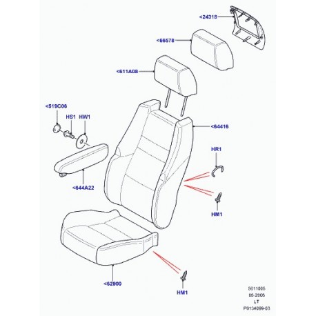 Land rover garnissage dossier de siege Range Sport (HBA500220SMS)