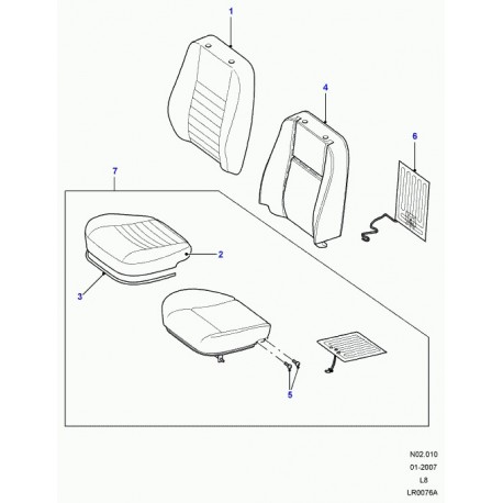 Land rover garnissage dossier de siege Defender 90, 110, 130 (HBA501200RPI)