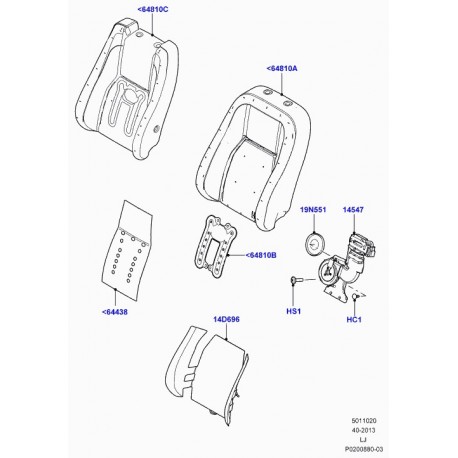 Land rover coussin dossier de siege Range L322 (HBC500030)