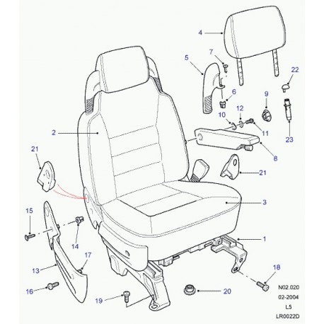 Land rover garniture coussin de siege avant Discovery 2 (HCA000220LPW)