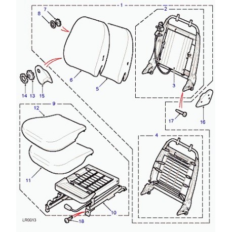 Land rover garniture coussin de siege avant Freelander 1 (HCA000410WQQ)