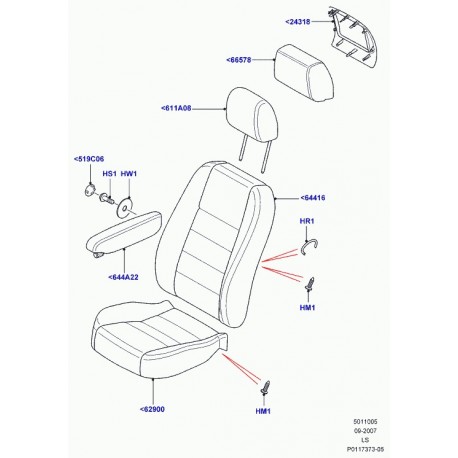 Land rover garnissage coussin de siege Discovery 3 (HCA500012HPP)