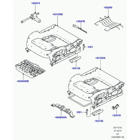 Commander support coussin de siege avant Range L322, L405, Sport LAND ROVER  (HGD500020) pas cher sur RLD Autos