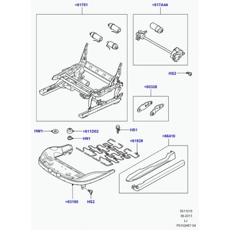 Land rover mecanisme de reglage Range L322 (HHI000050)