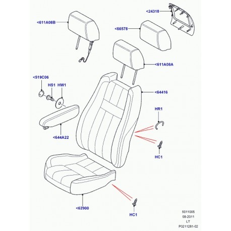 Land rover couvercle accoudoir obturateur Discovery 3, Range Sport (HJI500090NUG)