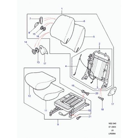 Land rover regleur de dossier de siege Freelander 1 (HJN10005HAU)