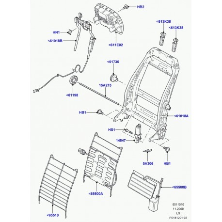 Land rover levier de reglage de dossier Discovery 3 (HJN500021PVJ)