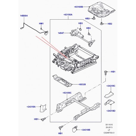 Land rover moulure jupe de siege Discovery 3, Range Sport (HJX500102PVJ)