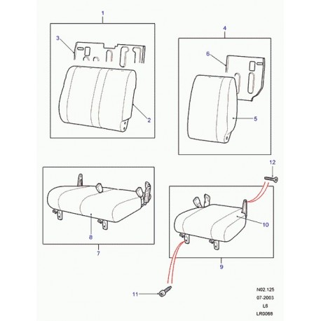 Land rover garniture / matelassure dossier siege arrière Freelander 1 (HLE000770PUY)