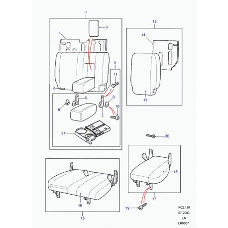 Land rover matelassure coussin de siege arrière Freelander 1 (HLF000980SMS)