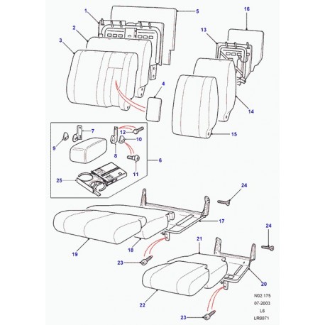 Land rover garniture dossier de siege arrière Freelander 1 (HMA500380SMS)