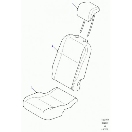 Land rover garniture dossier de siege arrière Defender 90, 110, 130 (HMA502470PUY)