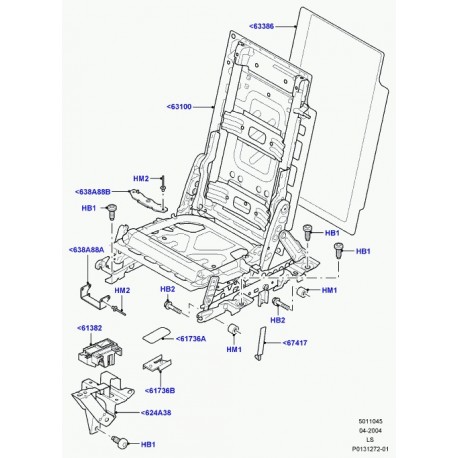 Land rover recouvrement support siege arrière Discovery 3 (HMS500041PVJ)