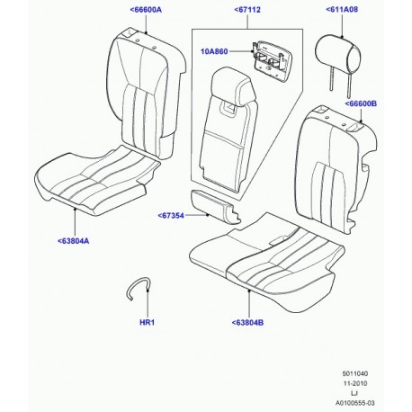 Land rover garniture coussin de siege arrière Range L322 (HPA001040JMN)