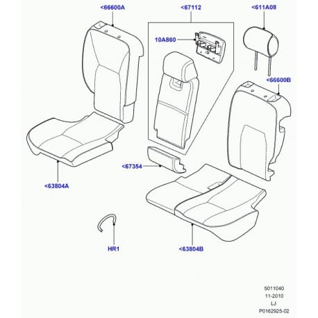 Land rover garniture coussin de siege arrière Range L322 (HPA501850SUN)