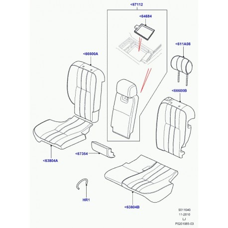 Land rover garniture coussin de siege arrière Range L322 (HPA502460JMN)