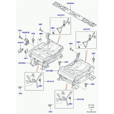 Land rover bande de deverrouillage Discovery 3 (HPH500260PVJ)