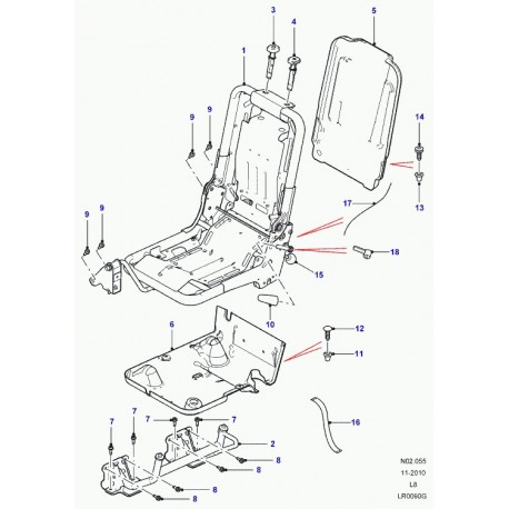 Land rover carcasse-coussin desiege ar Defender 90, 110, 130 (HTD500340)