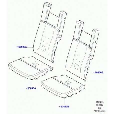 Land rover matelassure coussin de siege arrière Discovery 3 (HVA500061)