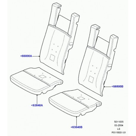 Land rover matelassure coussin de siege arrière Discovery 3 (HVA500071)
