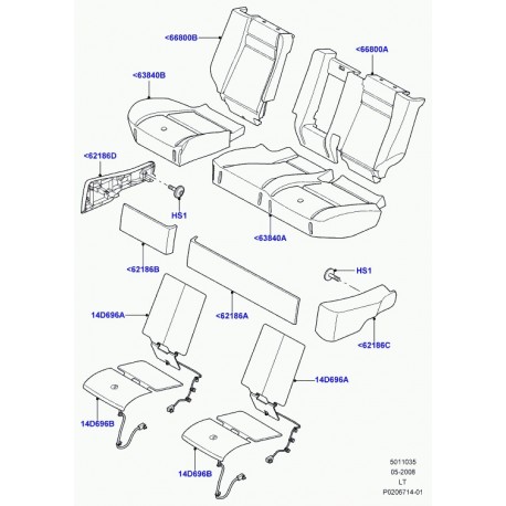 Land rover matelassure dossier de siege arrière Range Sport (HVA500220)