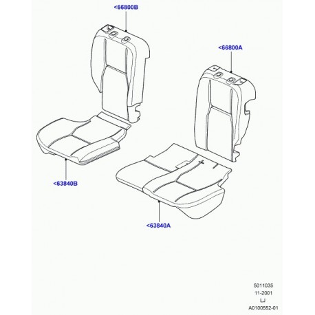 Land rover matelassure coussin de siege arrière Range L322 (HVB000101)