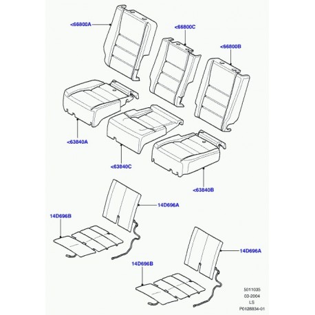 Land rover matelassure coussin de siege arrière Discovery 3 (HVB500200)