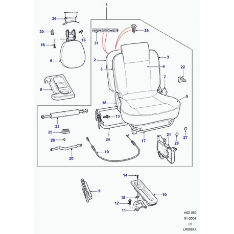 Land rover verrouillage dossier de siege arrière Discovery 2 (HWE100900)