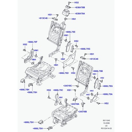 Land rover moulure cadre du dossier siege Discovery 3 (HXH500060PVJ)