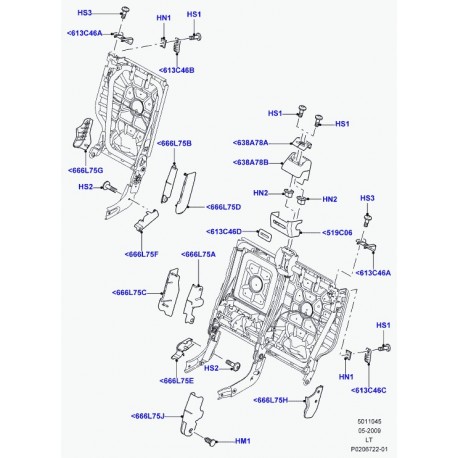 Land rover garniture bordure dossier siege arrière Discovery 3, Range Sport (HXM500111PVJ)