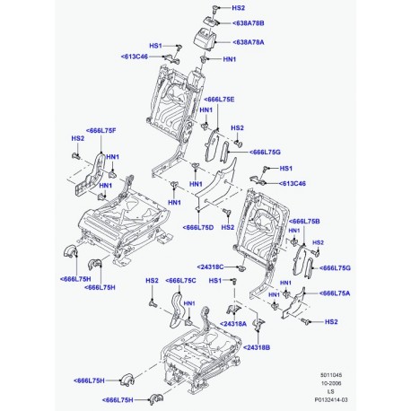 Land rover garniture bordure dossier siege arrière Discovery 3 (HXM500131PVJ)
