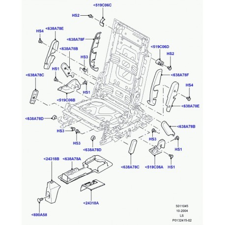 Land rover garniture bordure dossier siege arrière Discovery 3 (HXP500201PVJ)