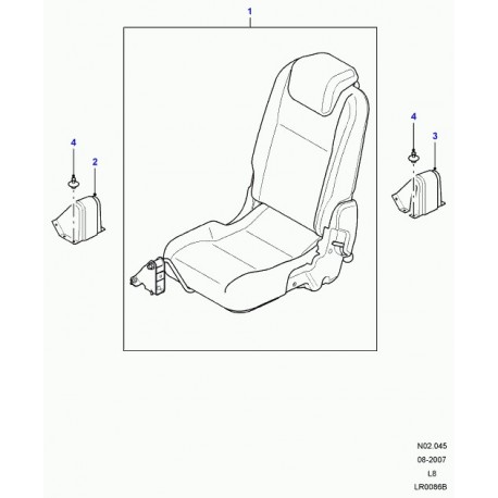 Land rover recouvrement support siege arrière DROIT Defender 90, 110, 130 (HXT501300PUY)